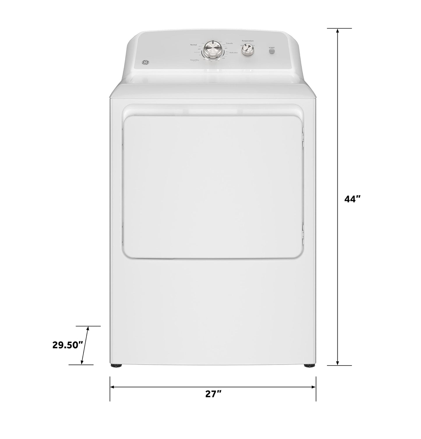 GE APPLIANCES GTD38EASWWS GE(R) 7.2 cu. ft. Capacity Electric Dryer with Up To 120 ft. Venting​ and Reversible Door​