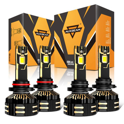 Auxbeam 9005+9006 LED Headlight Bulbs 240W 40000LM GX-ULTRA Series 6500K Cool White | 4 Bulbs - GP00010784