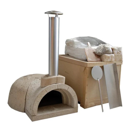 WPPO 39" x 50" x 25" DIY Tuscany Wood-Fired Outdoor Pizza Oven Kit with Stainless Steel Flue and Black Door WDIY-ADFUN - WDIY-ADFUN