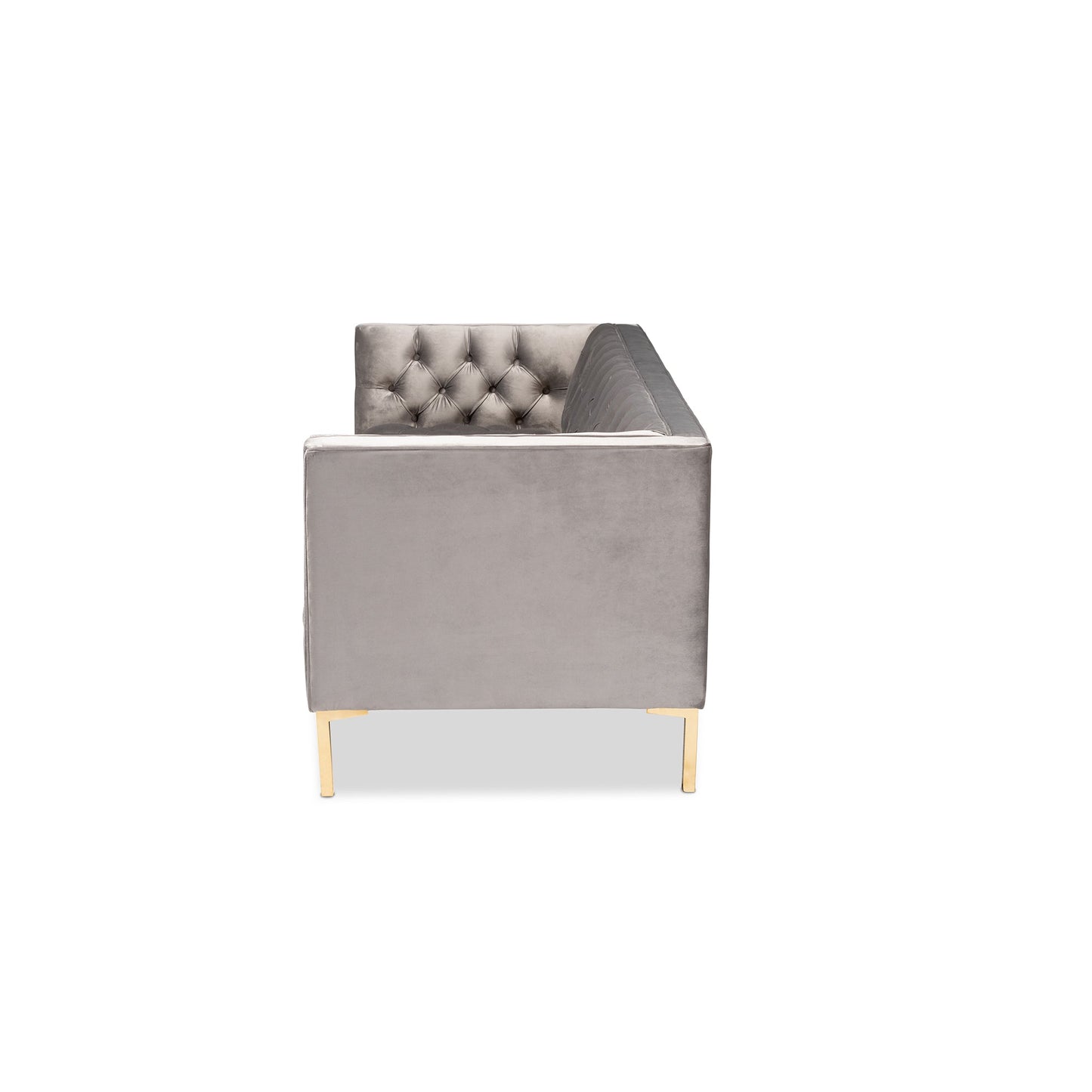 Modway Furniture Zanetta Glam Velvet Sofa - Luxurious Gray Upholstered Design with Gold Legs & Button Tufting Style