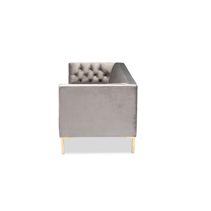 Modway Furniture Zanetta Glam Velvet Sofa - Luxurious Gray Upholstered Design with Gold Legs & Button Tufting Style