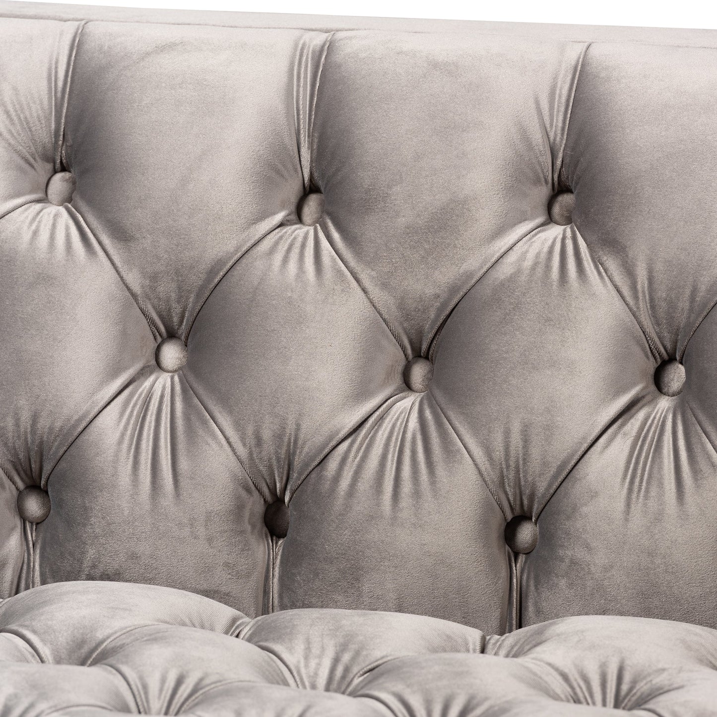 Modway Furniture Zanetta Glam Velvet Sofa - Luxurious Gray Upholstered Design with Gold Legs & Button Tufting Style