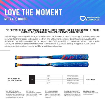 Louisville Slugger 2024 Meta LTM Autism Speaks BBCOR Baseball Bat - WBL27620102831