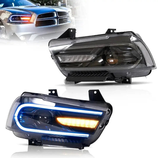 Auxbeam LED Headlight Assembly RGB Dual Beam Projector Black For 2011-2014 Dodge Charger(LD) - GD002676