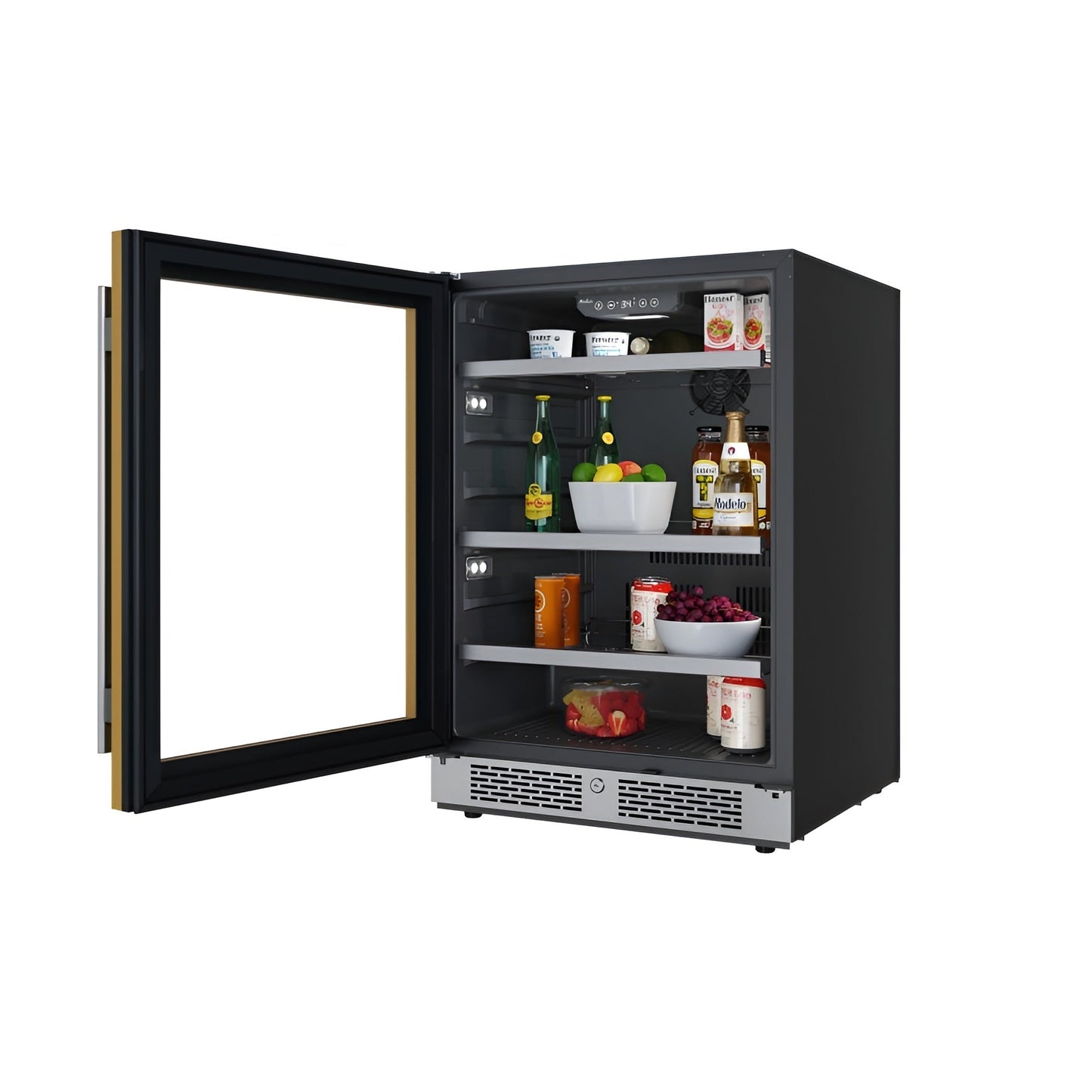 Avallon 24 Inch Wide 140 Can Energy Efficient Beverage Center with LED Lighting, Double Pane Glass, Touch Control Panel and Left Swing Door - ABR242PRGLH
