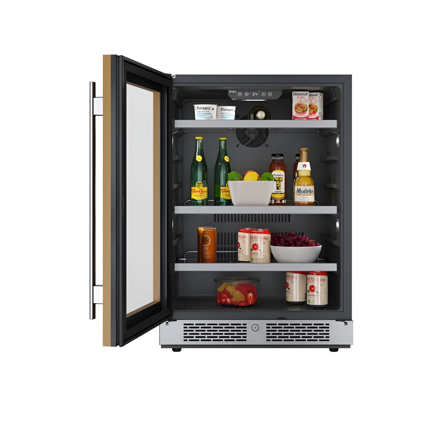 Avallon 24 Inch Wide 140 Can Energy Efficient Beverage Center with LED Lighting, Double Pane Glass, Touch Control Panel and Left Swing Door - ABR242PRGLH