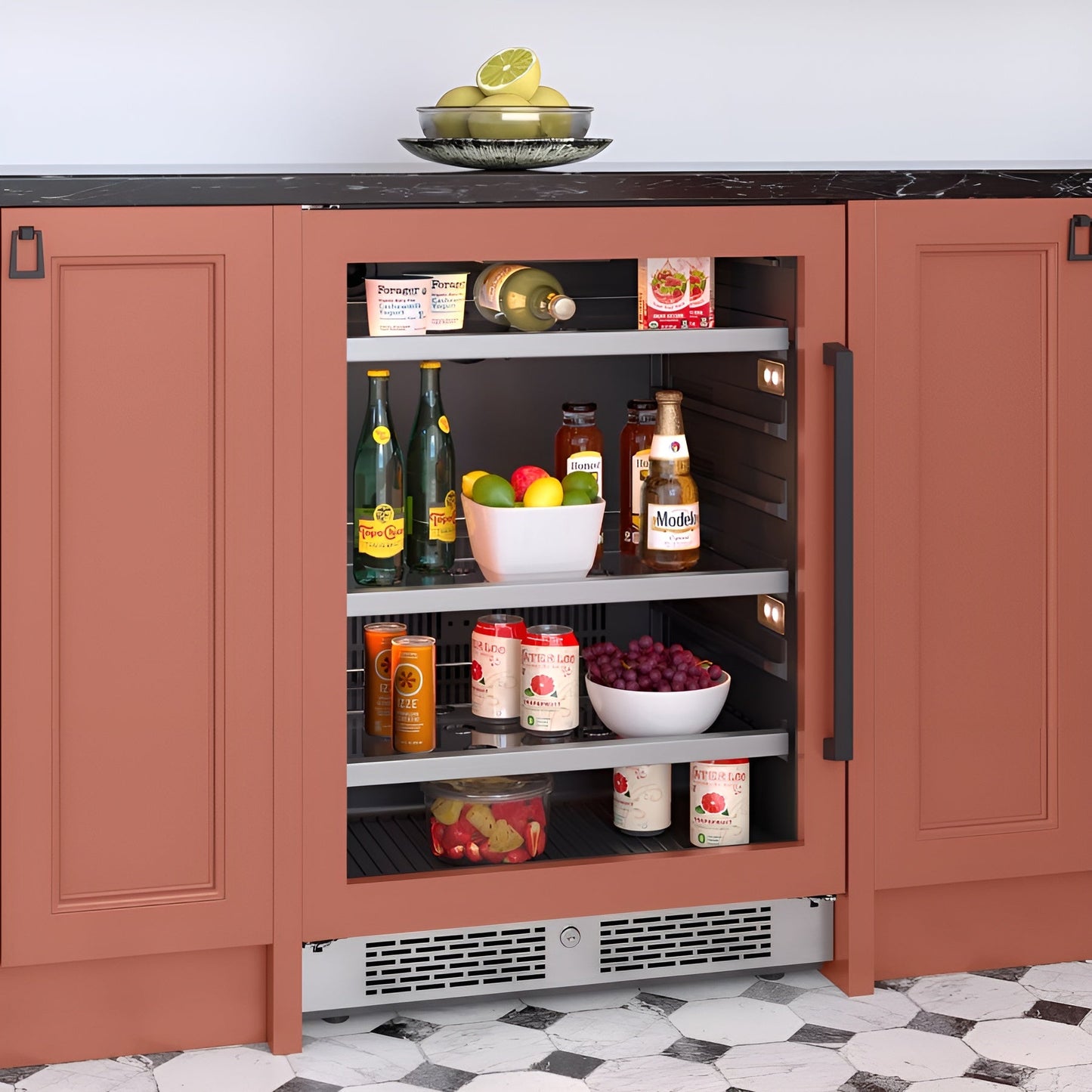 Avallon 24 Inch Wide 140 Can Energy Efficient Beverage Center with LED Lighting, Double Pane Glass, Touch Control Panel and Left Swing Door - ABR242PRGLH