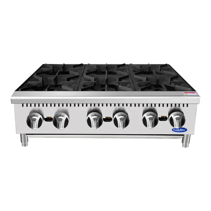 Atosa ACHP-6 36" Heavy Duty Countertop Range, Hot Plate with 6 Burners 192,000 BTU - ACHP-6