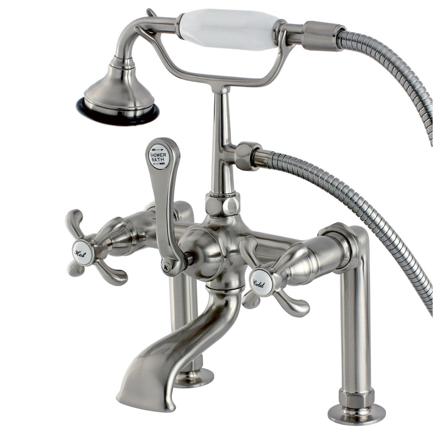 Eden Bath Kingston Brass Aqua Eden AE103T8TX French Country Deck Mount Clawfoot Tub Faucet in Satin Nickel - AE103T8TX