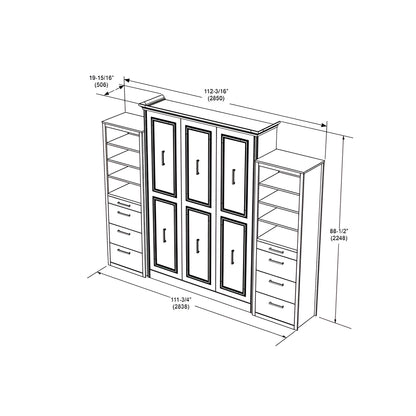 Queen Murphy Bed w/ Storage Cabinets, White by Leto Muro