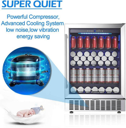 AOBOSI 24 Inch Beverage Cooler 164 CANS Beverage Refrigerator - ‎JC-145C