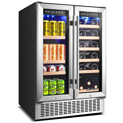 AOBOSI 24 Inch Beverage and Wine Cooler 18 Bottles and 57 Cans - YC120-2D