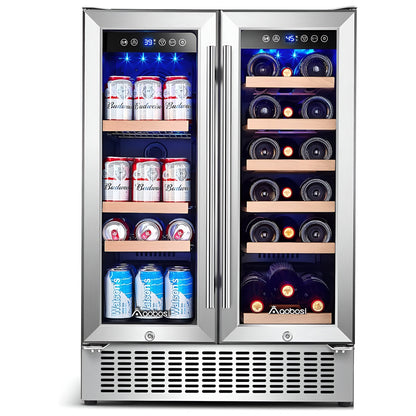 AOBOSI 24 Inch Beverage and Wine Cooler 18 Bottles and 57 Cans - YC120-2D