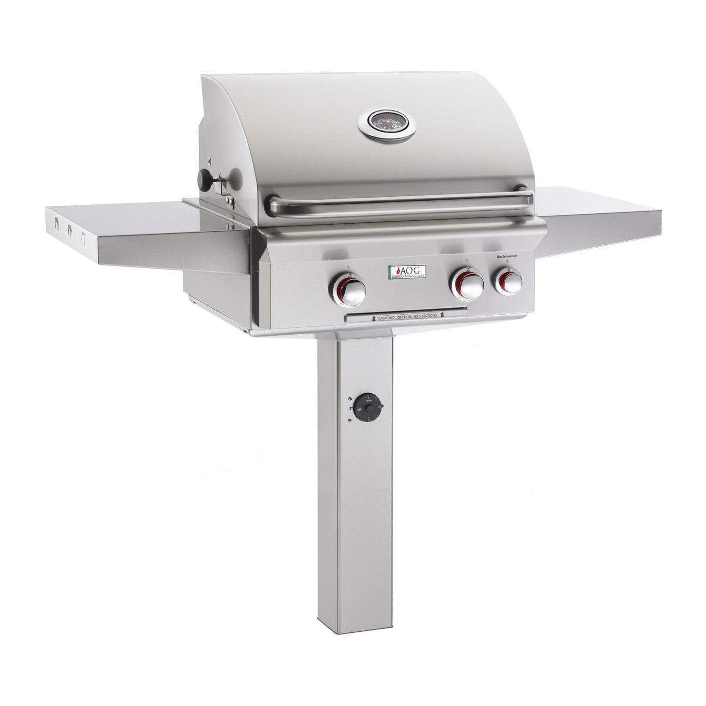 American Outdoor Grill T-Series 24-Inch 2-Burner Natural Gas Grill On In-Ground Post With Rotisserie - 24NGT