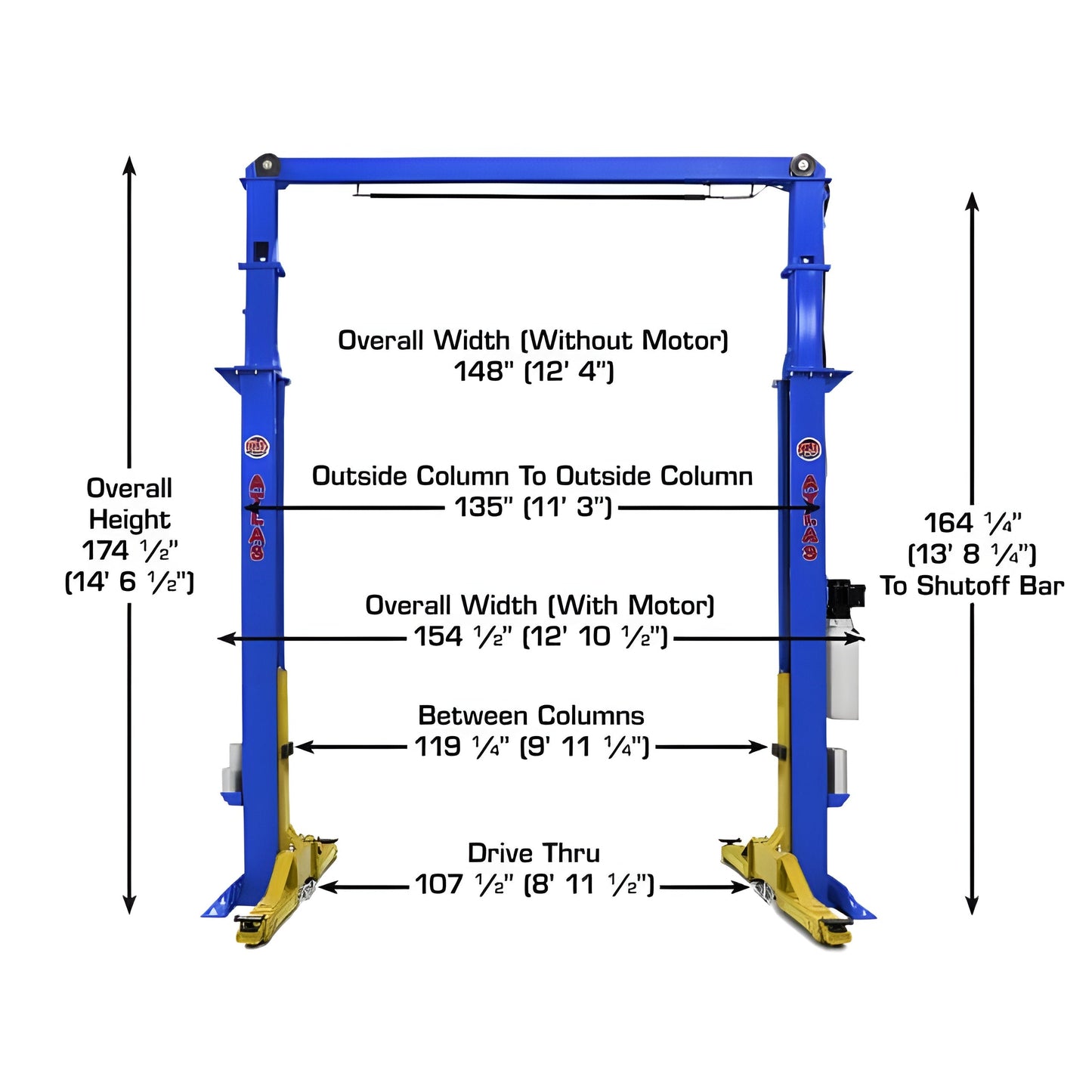 Atlas Platinum PVL15 15,000 lb Heavy Duty 2-Post Lift - ATEAP-PVL15-FPD