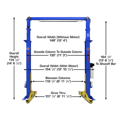 Atlas Platinum PVL15 15,000 lb Heavy Duty 2-Post Lift - ATEAP-PVL15-FPD