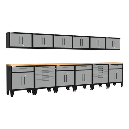 Armadillo Tough Grey 14-Piece Garage Cabinet System with Levelers - AR14PC102G