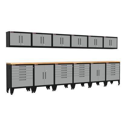 Armadillo Tough Grey 14-Piece Garage Cabinet Configuration with Levelers - AR14PC103G