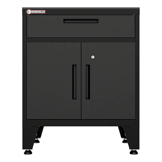 Armadillo Tough Black Multifunction Base Cabinet with Rubber Work Mat - AR1DR28BB
