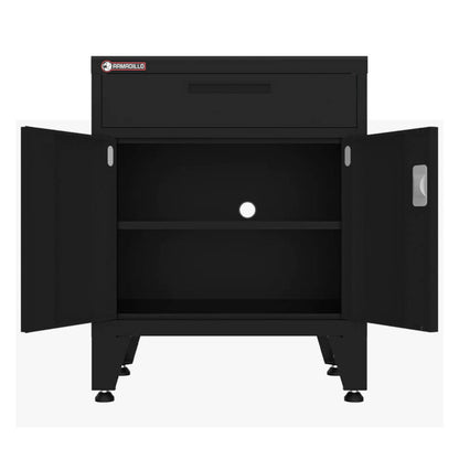 Armadillo Tough Black Multifunction Base Cabinet with Rubber Work Mat - AR1DR28BB