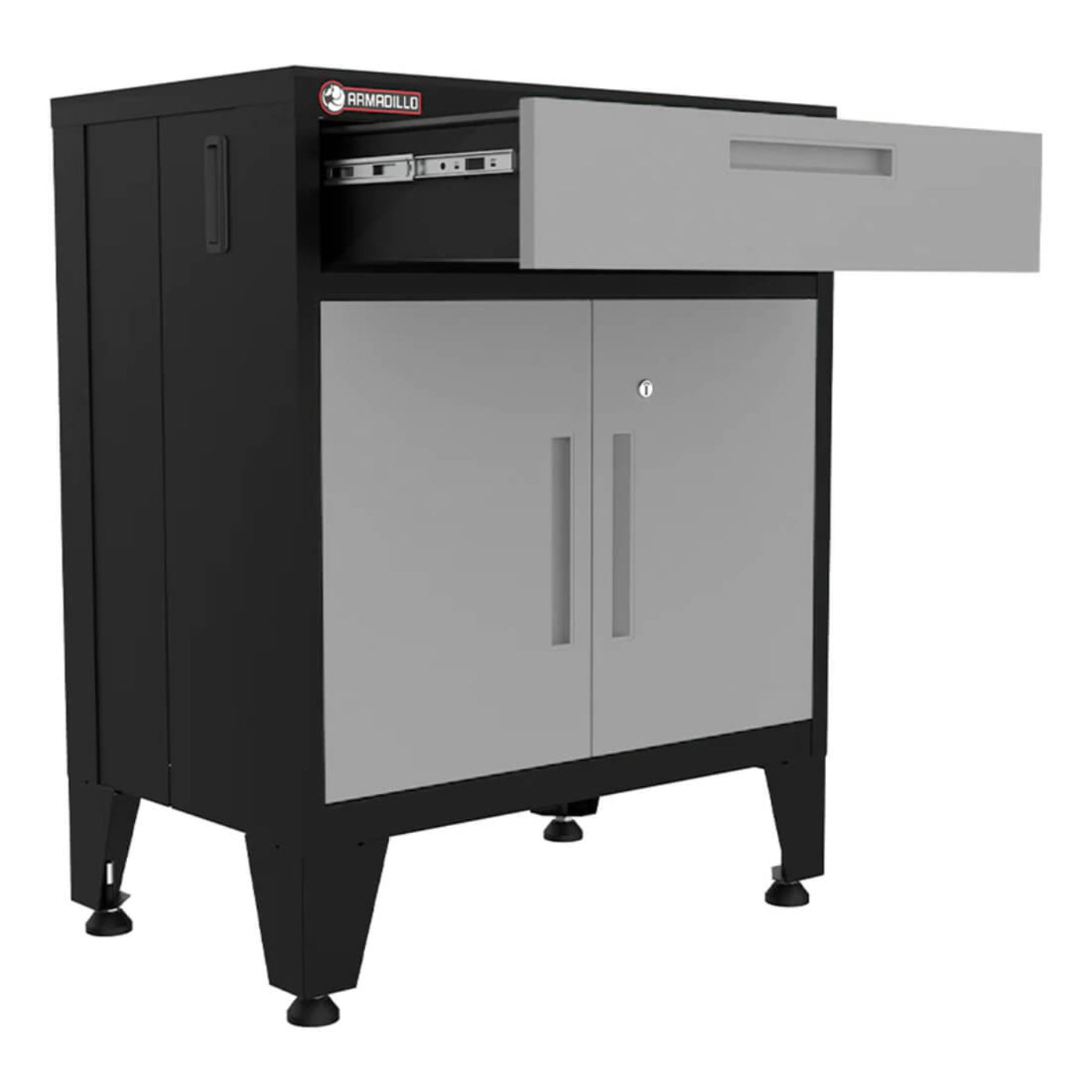 Armadillo Tough Grey Multifunction Base Cabinet with Rubber Work Mat - AR1DR28BG