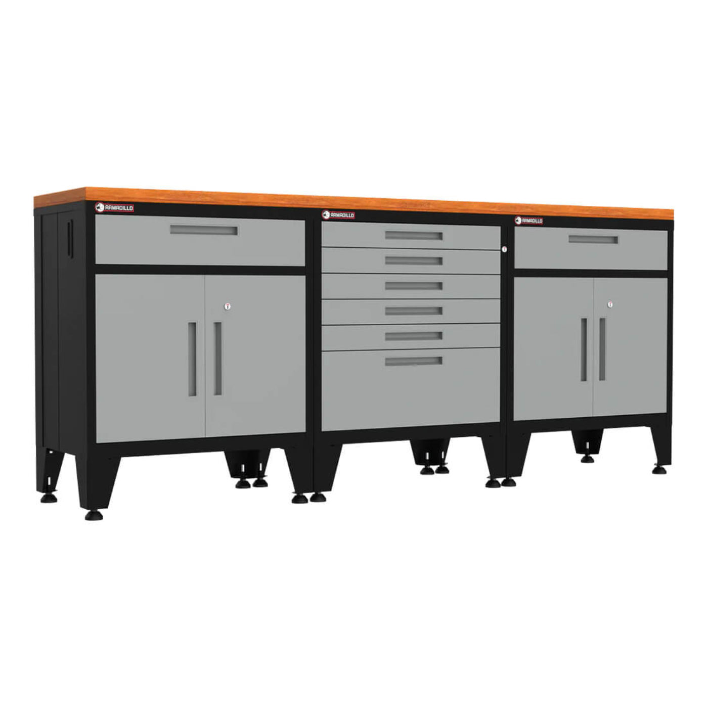 Armadillo Tough Grey 4-Piece Garage Cabinet Kit with Levelers - AR4PC10G