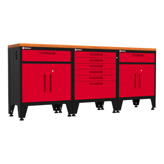 Armadillo Tough Red 4-Piece Garage Cabinet Kit with Levelers - AR4PC10R