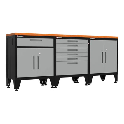 Armadillo Tough Grey 4-Piece Garage Cabinet Setup with Levelers - AR4PC11G