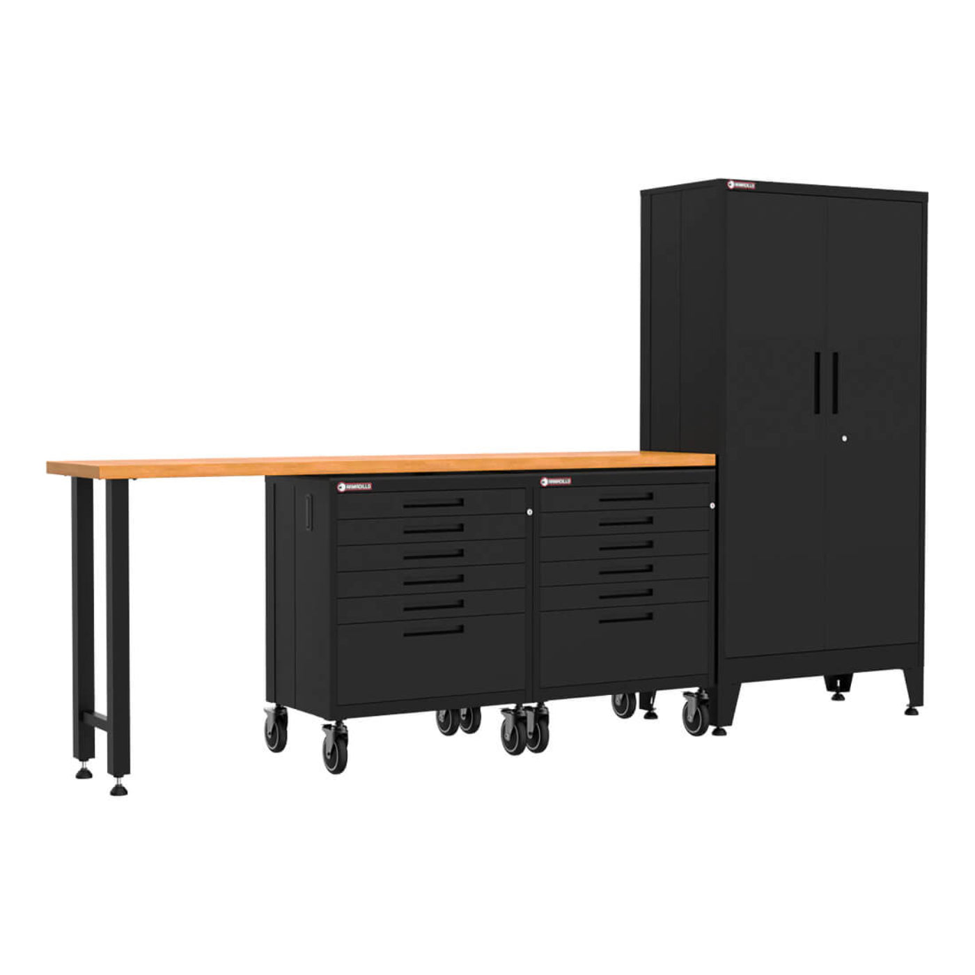 Armadillo Tough Black 4-Piece Garage Cabinet Set with Levelers and  Casters - AR4PC12B