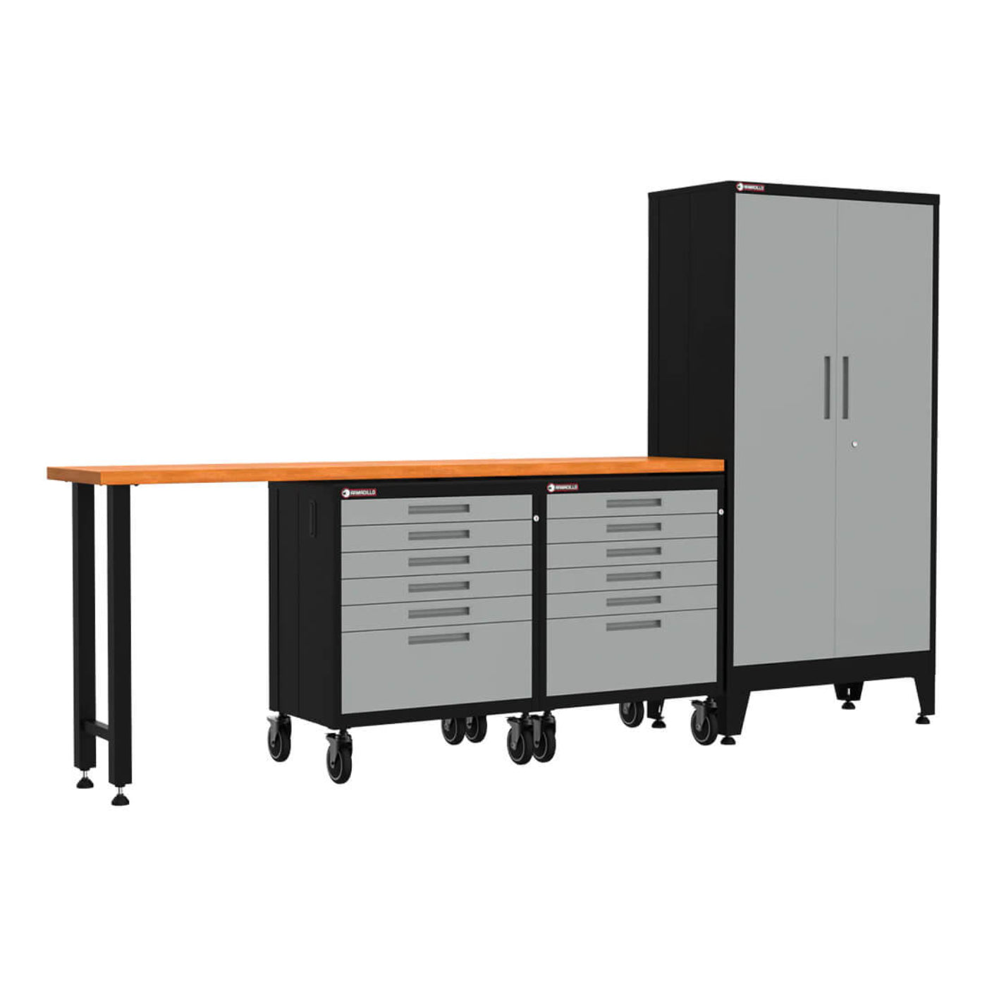 Armadillo Tough Grey 4-Piece Garage Cabinet Set with Levelers and Casters - AR4PC12G