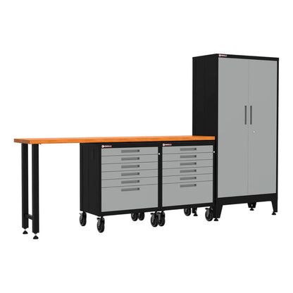 Armadillo Tough Red 7-Piece Garage Cabinet System with Levelers and Casters - AR7PC18R