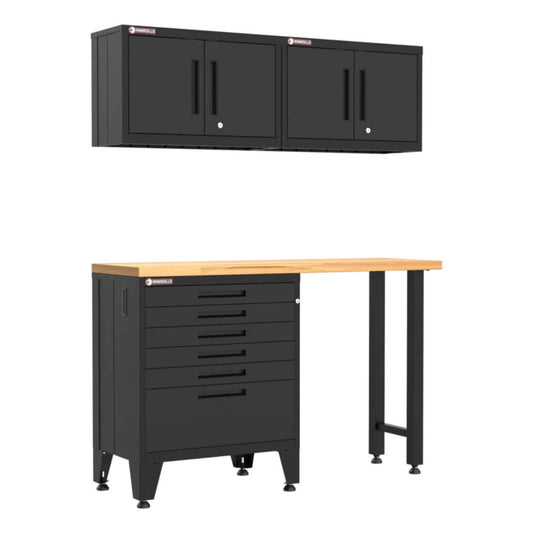 Armadillo Tough Black 4-Piece Garage Cabinet System with Levelers - AR4PC38B