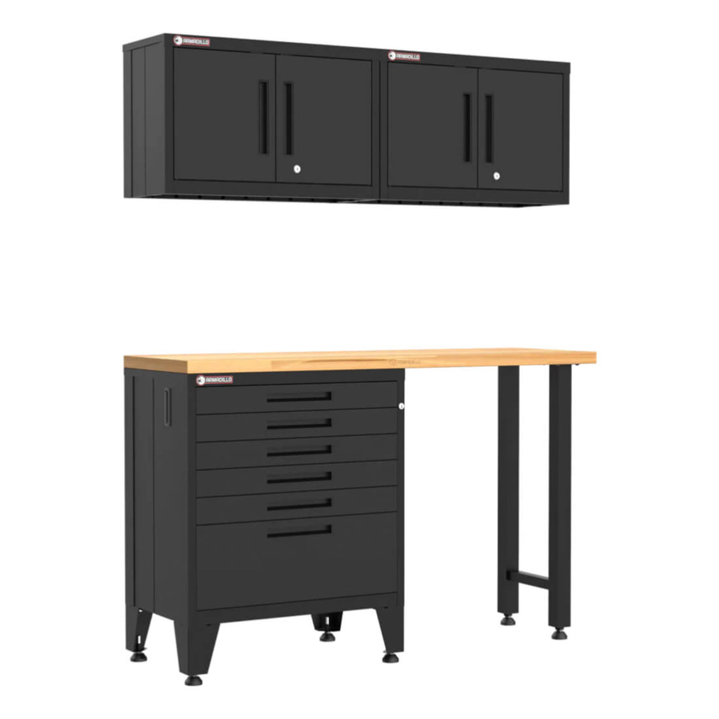 Armadillo Tough Black 4-Piece Garage Cabinet System with Levelers - AR4PC38B