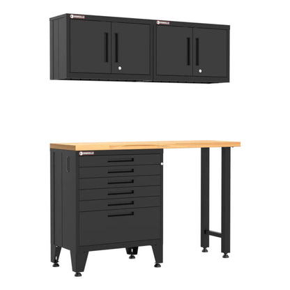 Armadillo Tough Black 4-Piece Garage Cabinet System with Levelers - AR4PC38B