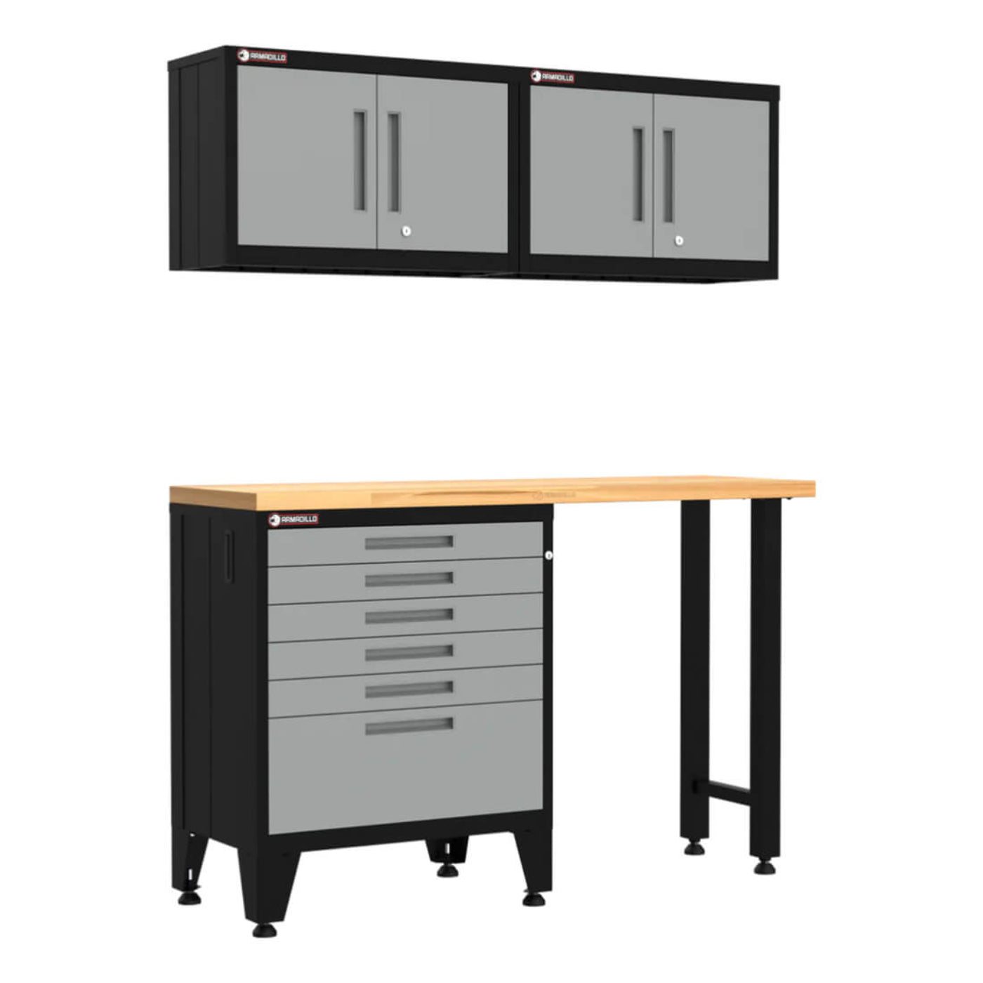 Armadillo Tough Grey 4-Piece Garage Cabinet System with Levelers - AR4PC38G