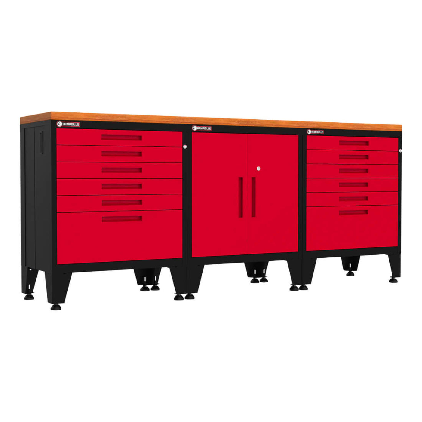 Armadillo Tough Red 4-Piece Garage Cabinet Set with Levelers - AR4PC9R