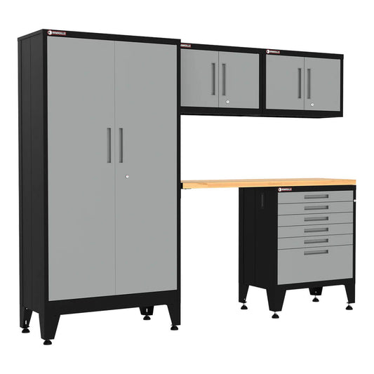 Armadillo Tough Grey 5-Piece Garage Cabinet Kit with Levelers - AR5PC39G