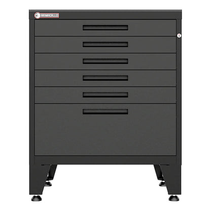 Armadillo Tough Black 6-Drawer Tool Cabinet with Rubber Work Mat - AR6DR28BB