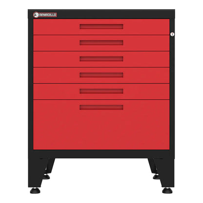 Armadillo Tough Red 6-Drawer Tool Cabinet with Rubber Work Mat - AR6DR28BR