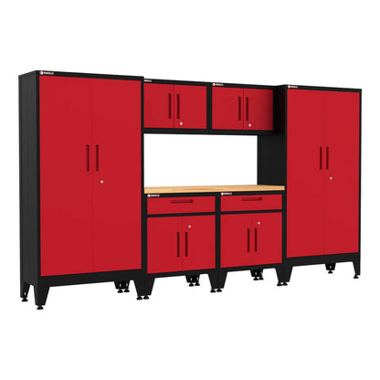 Armadillo Tough Red 7-Piece Garage Cabinet Storage System with Levelers - AR7PC104R