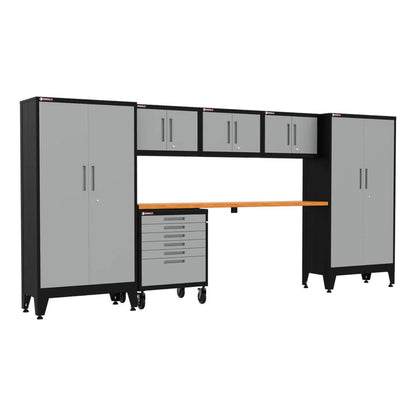 Armadillo Tough Grey 7-Piece Garage Cabinet Set with Levelers and Casters - AR7PC17G