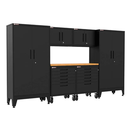 Armadillo Tough Black 7-Piece Garage Cabinet Kit with Levelers and Casters - AR7PC21B