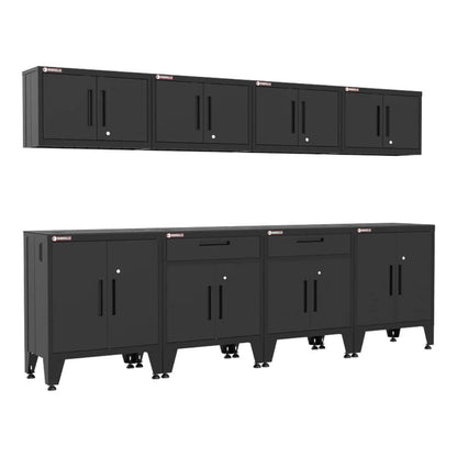 Armadillo Tough Black 8-Piece Garage Cabinet Configuration with Levelers - AR8PC83B