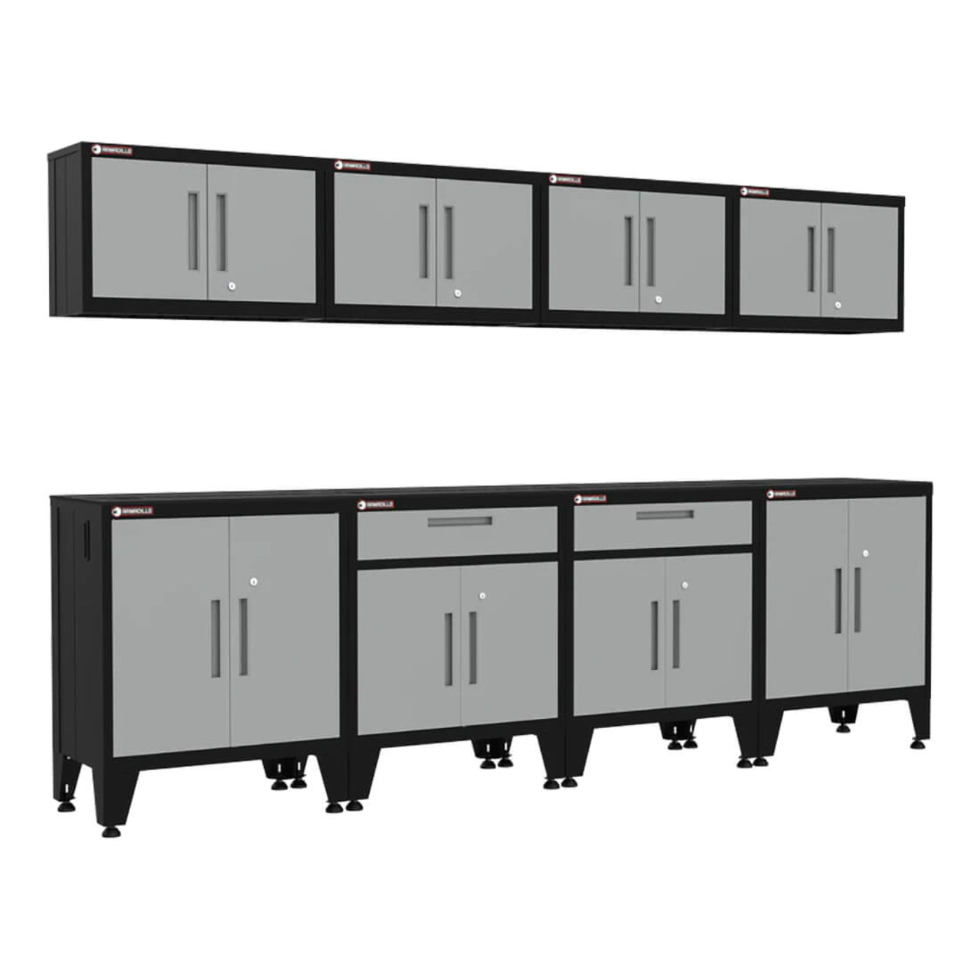 Armadillo Tough Grey 8-Piece Garage Cabinet Configuration with Levelers - AR8PC83G