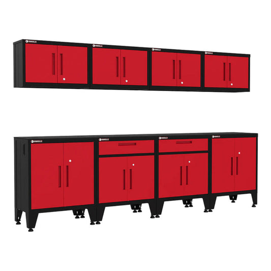 Armadillo Tough Red 8-Piece Garage Cabinet Configuration with Levelers - AR8PC83R