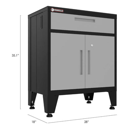 Armadillo Tough Grey 8-Piece Garage Cabinet Setup with Levelers - AR8PC98G