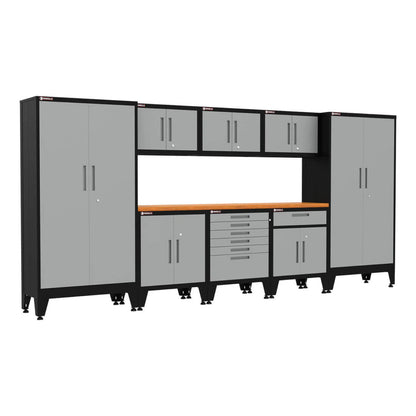 Armadillo Tough Grey 9-Piece Garage Cabinet Setup with Levelers - AR9PC25G