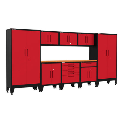 Armadillo Tough Red 9-Piece Garage Cabinet Setup with Levelers - AR9PC25R