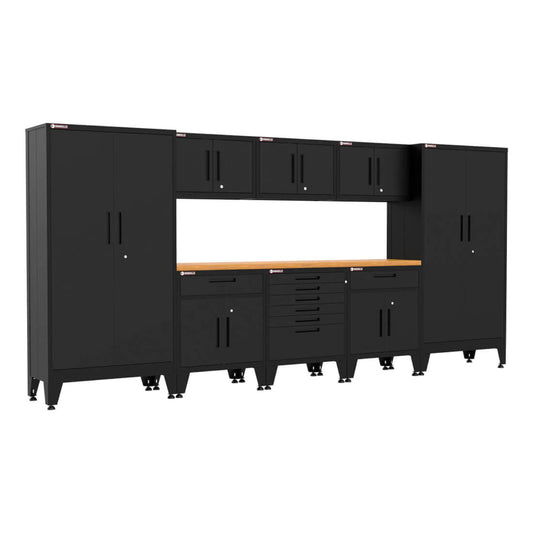 Armadillo Tough Black 9-Piece Garage Cabinet Kit with Levelers - AR9PC26B