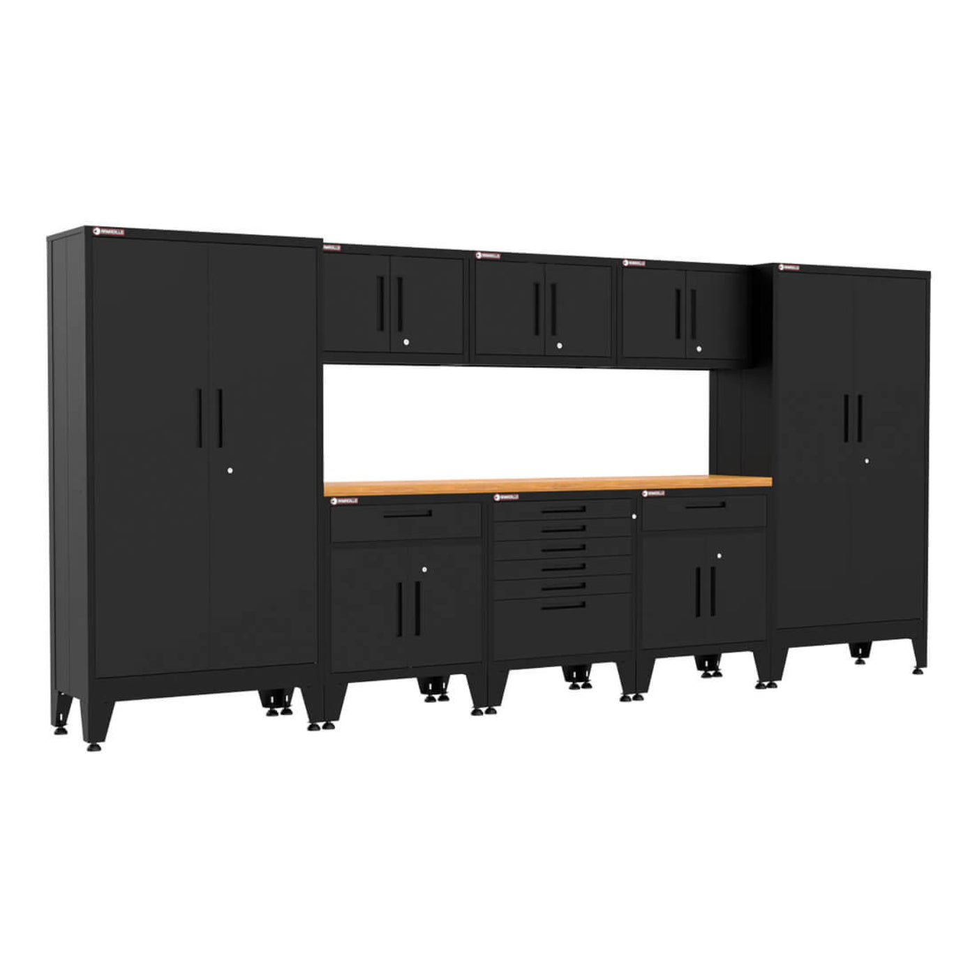 Armadillo Tough Black 9-Piece Garage Cabinet Kit with Levelers - AR9PC26B